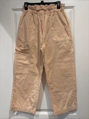 3 for $25! By Anthropologie Peach Elastic-Waist Cargo Cropped Pants, S with flaw